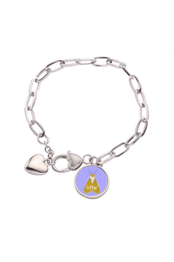 Lithe Moth Phengophil Winged Insect Heart Chain Bracelet Jewelry Charm Fashion