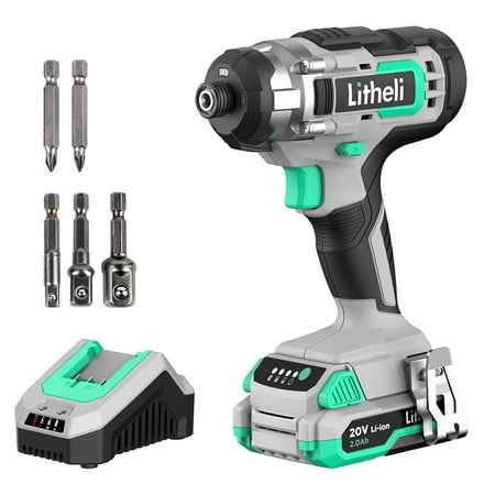 Litheli 1/4? 20V Cordless Impact Driver, 1150 In-lbs Torque with 2.0 Ah Battery & Charger