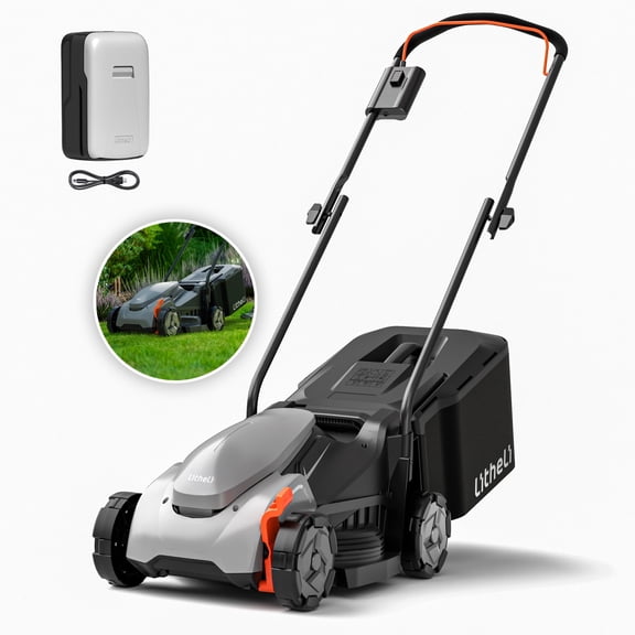 Litheli 20V Cordless Electric Lawn Mower, 13-Inch, Brushless Motor, 5-Position Height Adjustment, with 5.0Ah Battery, for Lawns & Gardens
