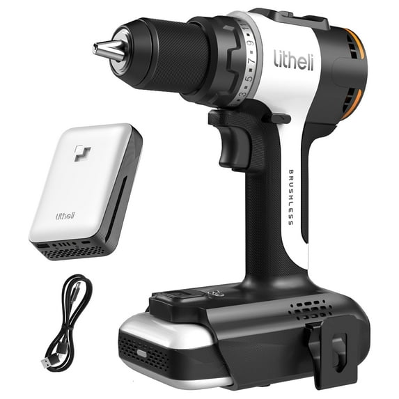 Litheli 20V Cordless 1/2" Drill Driver with 60 N·m High Torque, Brushless Motor, powered by a 2.0Ah Battery