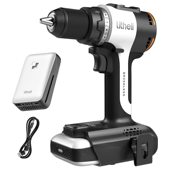 Litheli 20V Cordless 1/2" Drill Driver with 60 N·m High Torque, Brushless Motor, powered by a 2.0Ah Battery
