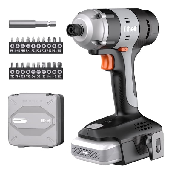 Litheli 20V Cordless Impact Driver Set, 1/4" Hex Driver, 180N.m High Torque Impact Gun Includes 2.0Ah Battery, 20PC Driver Bits, and Tool Bag