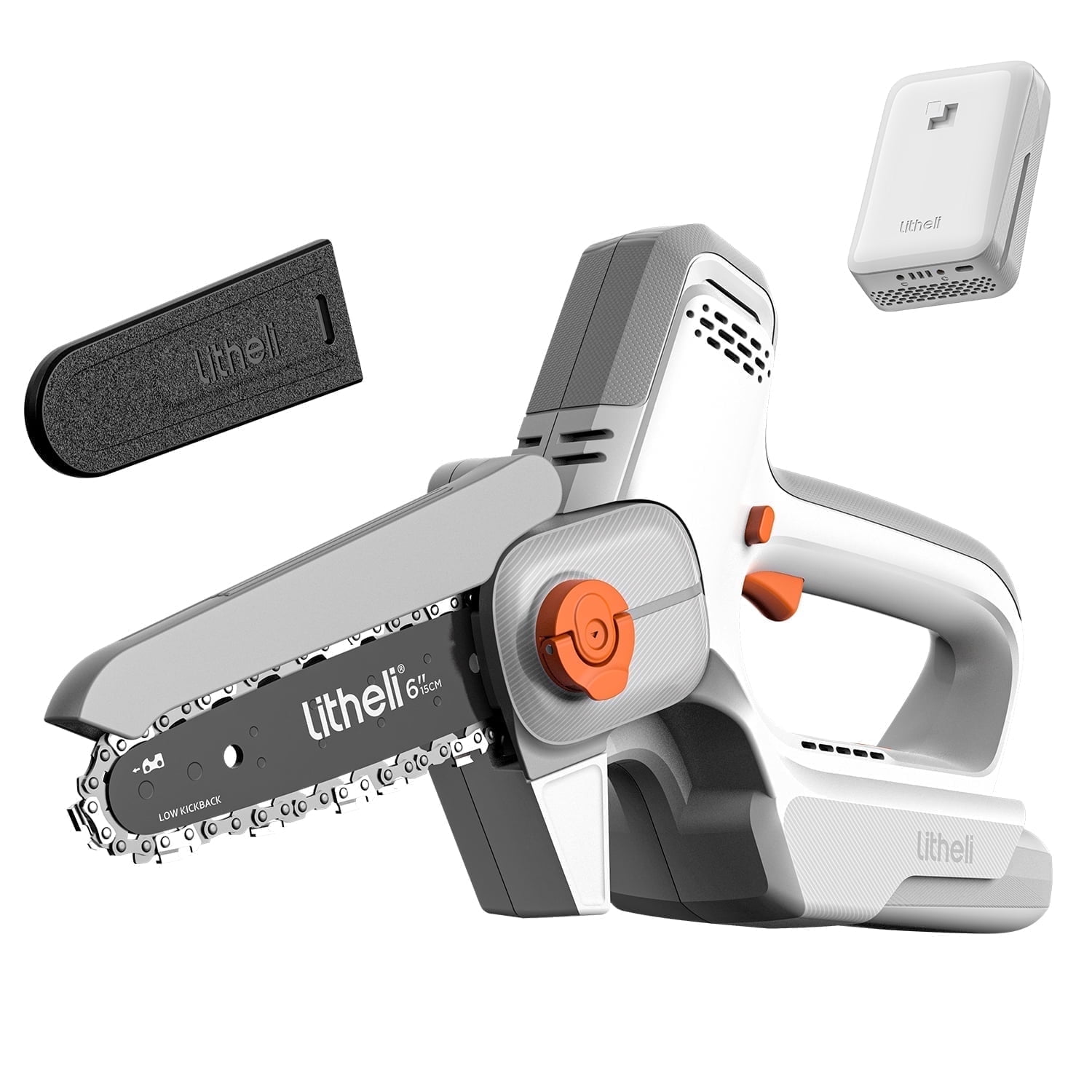 Litheli 20V Mini Chainsaw, 6" Portable Electric Cordless Chainsaw with 2.5Ah Battery, Automatic Chain Lubrication, Double Safety Clasp, Suitable for Branches, Yards, Home and Garden