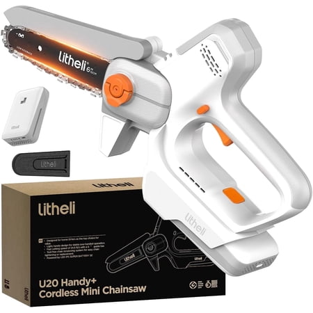 Litheli 6" Portable Cordless Chainsaw powered by a 2.5Ah Battery, 20V Mini Chainsaw with Automatic Chain Lubrication, Double Safety Clasp, Suitable for Branches, Yards, Home and Garden