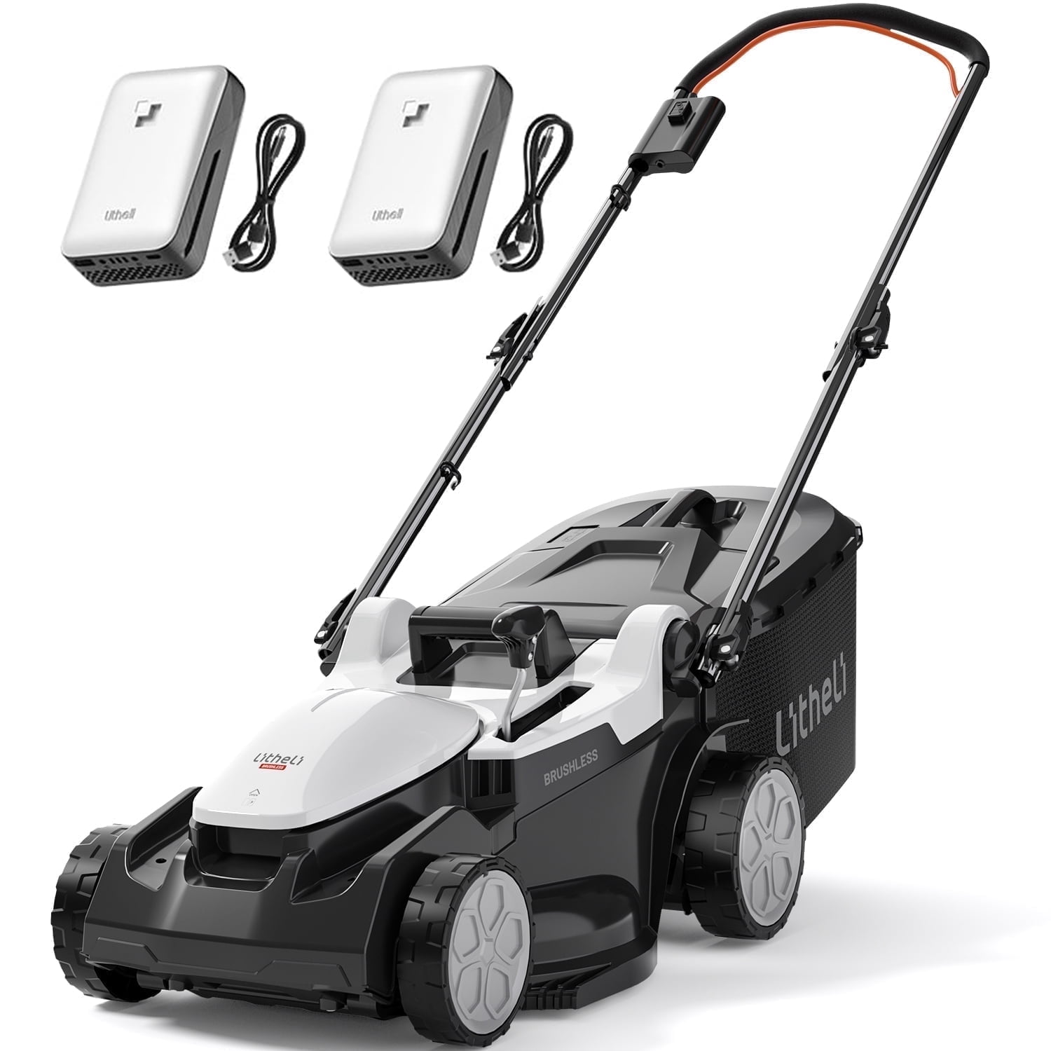 Litheli 40V Cordless Electric Lawn Mower, 16-Inch, 6-Position Height Adjustment, Lightweight, With 2 x 4.0Ah Batteries, for Lawns & Gardens