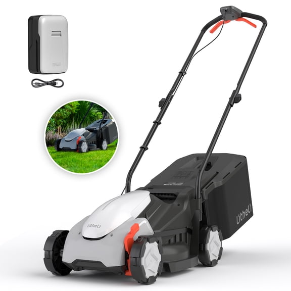 Litheli 20V Cordless Electric Lawn Mower, 14-Inch, Brushless Motor, 5-Position Height Adjustment, with 5.0Ah Battery, for Lawns & Gardens