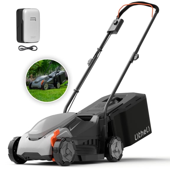 Litheli 20V Cordless Electric Lawn Mower, 14-Inch, Brushless Motor, 5-Position Height Adjustment, with 5.0Ah Battery, for Lawns & Gardens