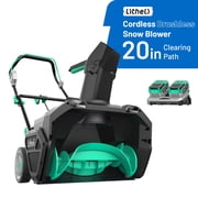 Litheli Cordless Snow Blower, 2X20V 40V 20 Inch Snow Thrower with Brushless Motor Electric Snow Removal Machine, 2X4.0Ah Battery & Charger, Single-Stage