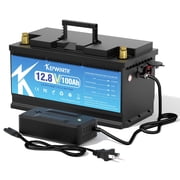 Lithium LiFePO4 Battery 12V 100Ah with 100A BMS, 8000+ Deep Cycle Rechargeable, for Solar, Boat, RV, Trolling Motor, with a 7A charger