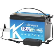 Lithium LiFePO4 Battery 12V 100Ah with 100A BMS, 8000+ Deep Cycle Rechargeable, for Solar, Boat, RV, Trolling Motor, with a 7A charger