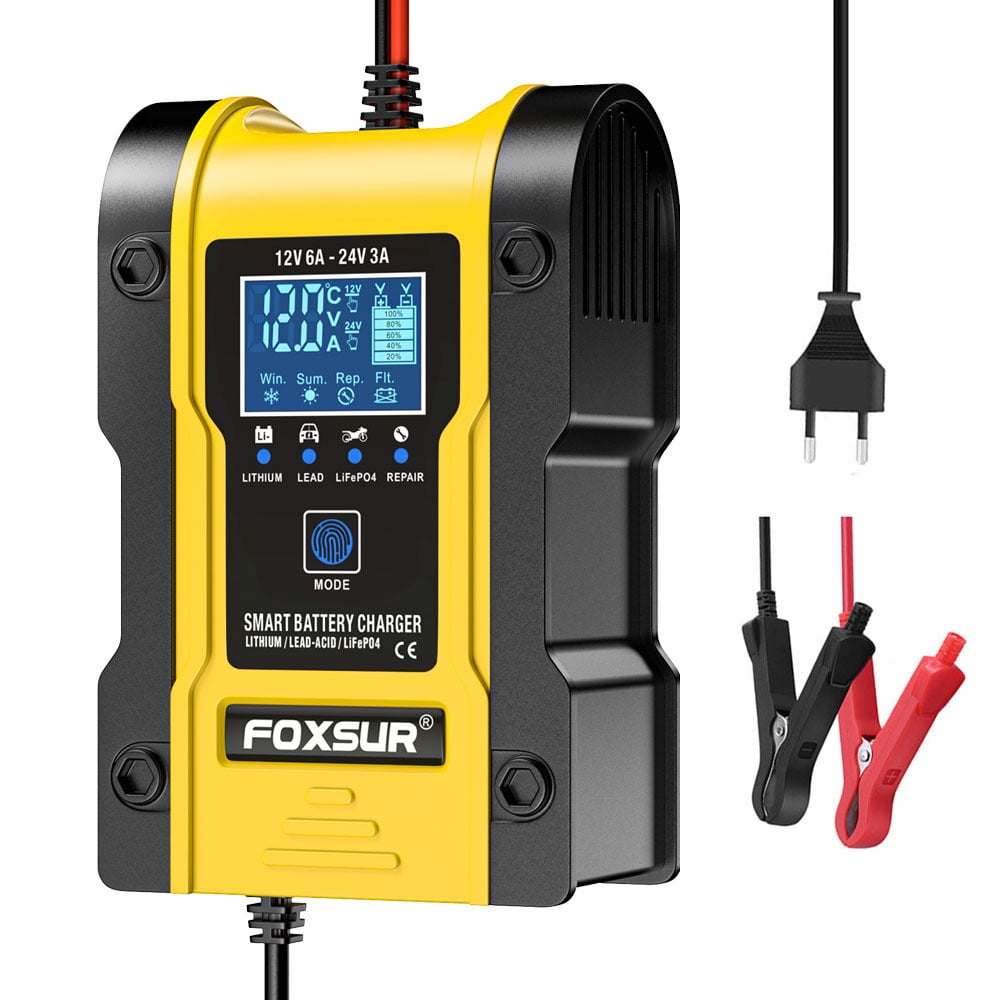 Lithium Battery Charger,12V/24V 6Amp Full Automatic Intelligent Car Battery Charger(lithium