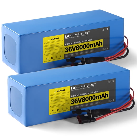 Lithium Hellas 36V 8Ah Lithium Battery with 2A Charger, 20A BMS, CompatibleT Plug & XT60, Battery Pack for DIY Projects or 0-350W Motor, 2pcs