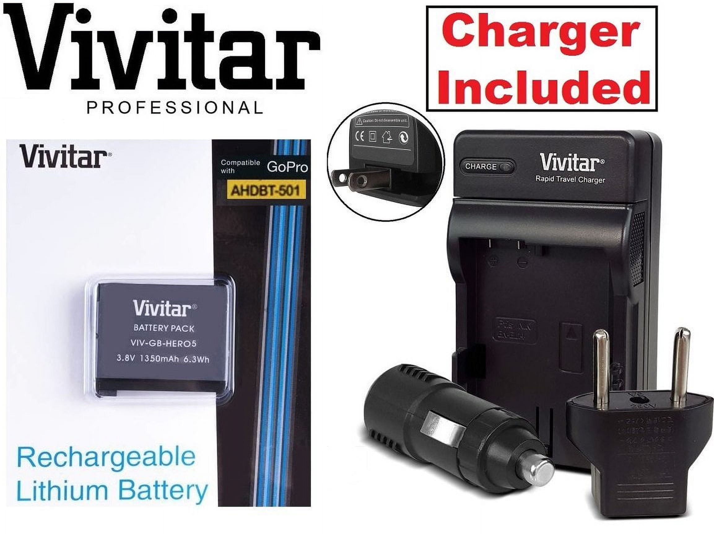 Lithium Ion AHDBT501 Vivitar Battery & Rapid Charger for GoPro HD