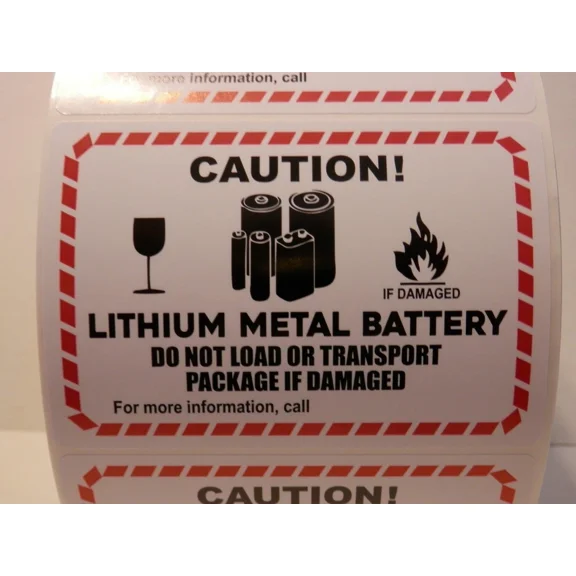 Lithium Metal Battery 4.25X3 Warning Sticker Label 125/Rl