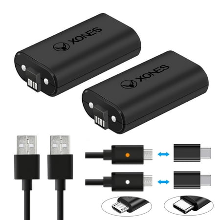 Lithium Rechargeable Battery Pack for Latest Xbox One Series X|S and One/S/X/Elite Controller; Plug Play and Charge Kit; Charging Status LED; Long Life; Quick Charge; 2 Sets for 2 Controllers