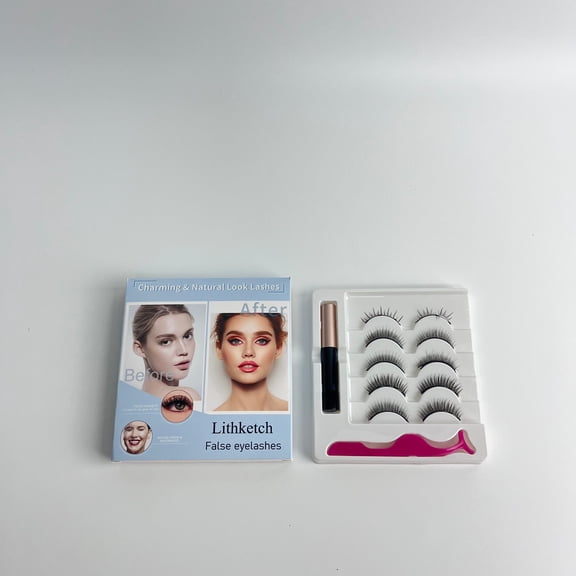 Lithketch False eyelashes - Upgraded 3D 5D Magnetic Eyelashes Kit, Reusable, No Glue