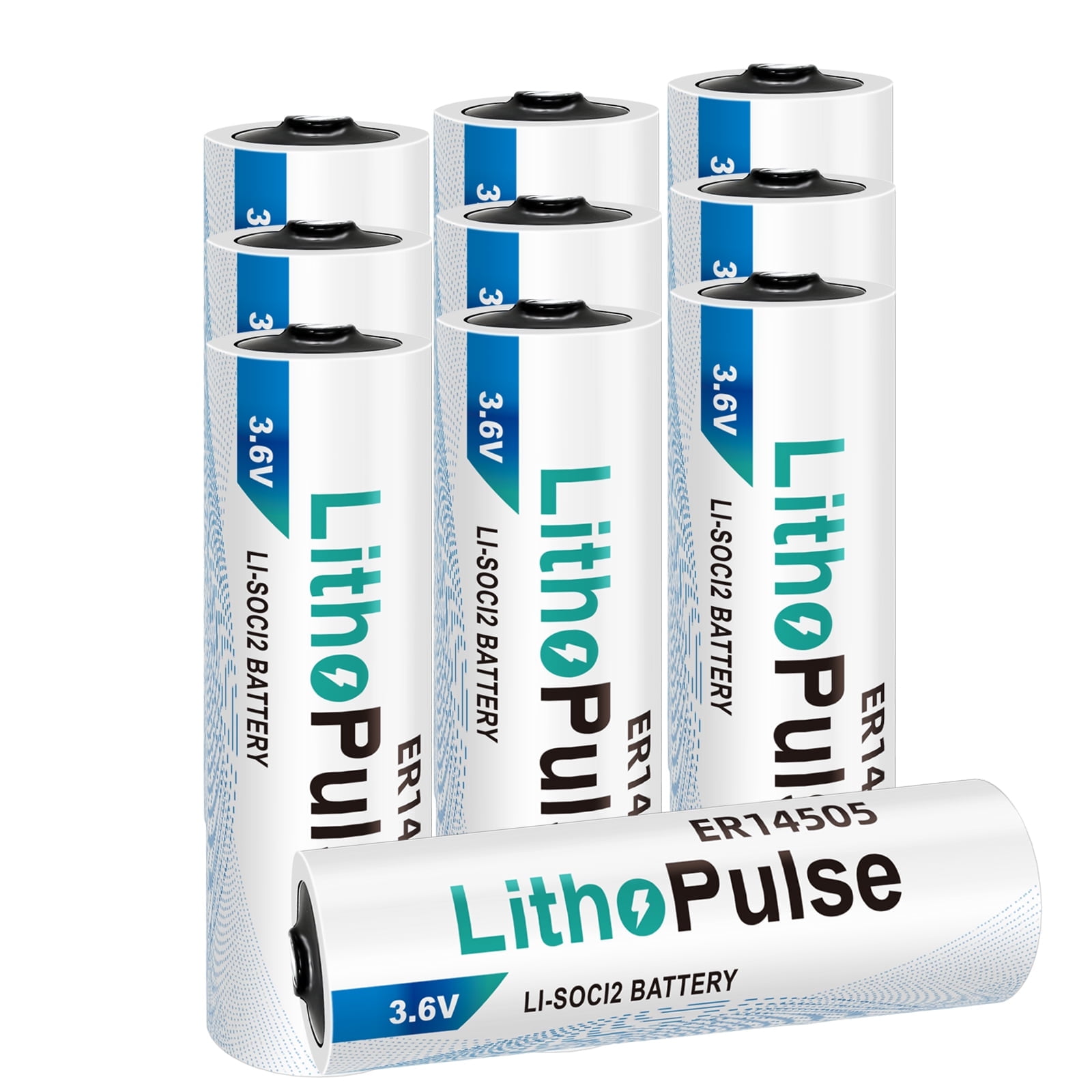 LithoPulse ER14505 AA 3.6V Lithium Battery 2700mAh for Water Electricity Gas Meter PLC Facility Equipment Li-SOCL₂ Non-Rechargeable ER14505 Battery（10 Pack）
