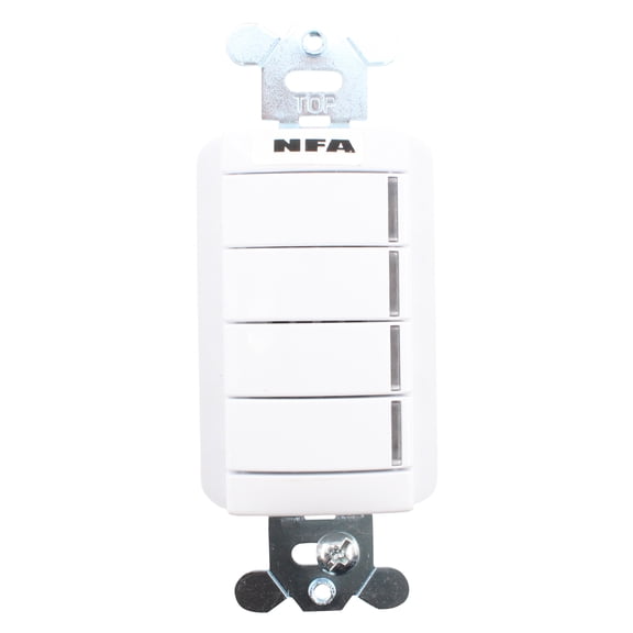 Lithonia LC&D BR4-BWH-PWH Digital Wall Switch, Rocker, 4-Button, White