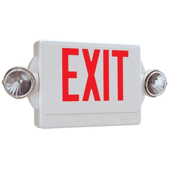Lithonia Lighting LHQMSW1R 120/277 RED Quantum Red LED Combo Exit/Emergency Light with Back-Up Battery