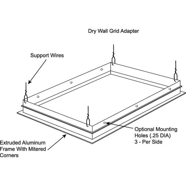 Elegant 2x4 ft White Acrylic Drywall Grid Adapter Kit
