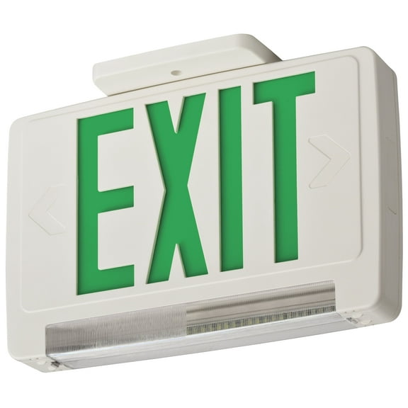 Lithonia Lighting ECBG LED M6 LED Exit and Emergency Light Bar Combo Fixture with Back Up Battery, Green Letters CA2