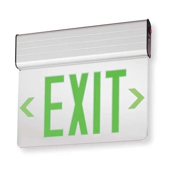 Edge-lit Exit Sign, Silver, 1 Face(s), LED, Universal Mount, Not Battery Powered