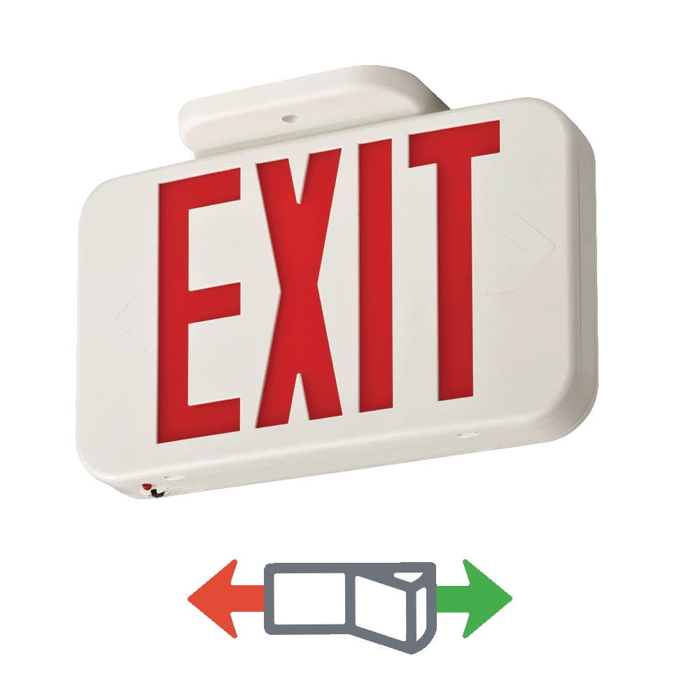 White Hardwired LED Exit Sign with Red and Green Light