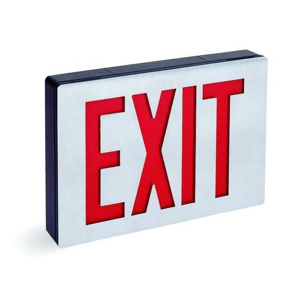 Exit Sign, Black, 1 Face(s), LED, Universal Mount, Not Battery Powered