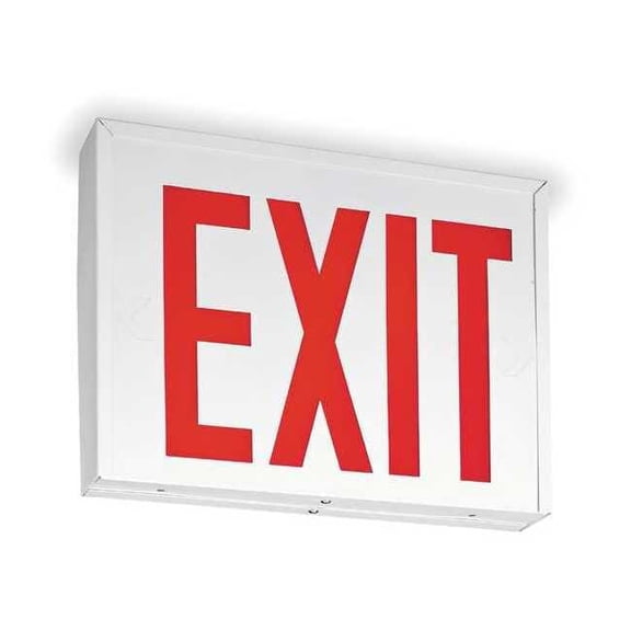 Exit Sign, White, 1 Face(s), LED, Universal Mount, Not Battery Powered
