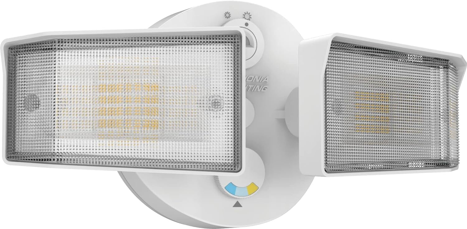 White Dual Head LED Outdoor Security Flood Light
