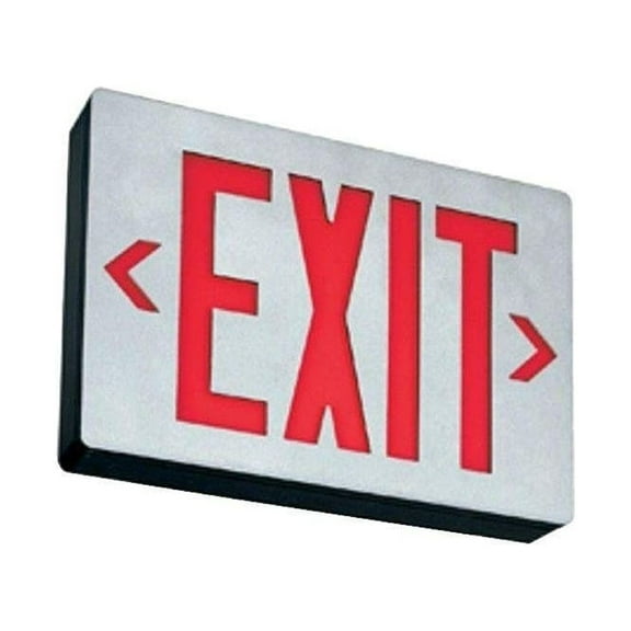 Exit Sign, Black, 2 Face(s), LED, Universal Mount, Not Battery Powered