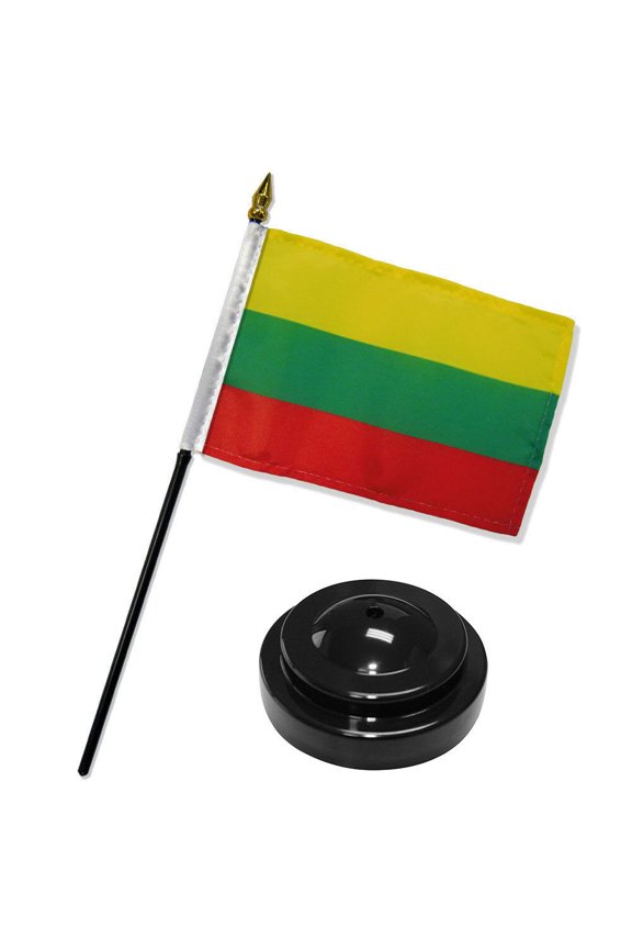 Lithuania 4"x6" Flag Desk Set Table Stick Black Base