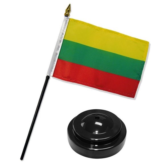 Lithuania 4"x6" Flag Desk Set Table Stick Black Base
