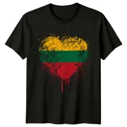 Lithuania Flag Heart Grunge Mens T-Shirt Lithuanian Pride Tee