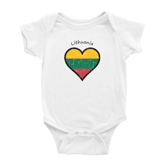 Lithuania Flag Heart Love Cute Baby Clothing Bodysuits Boy Girl Clothes