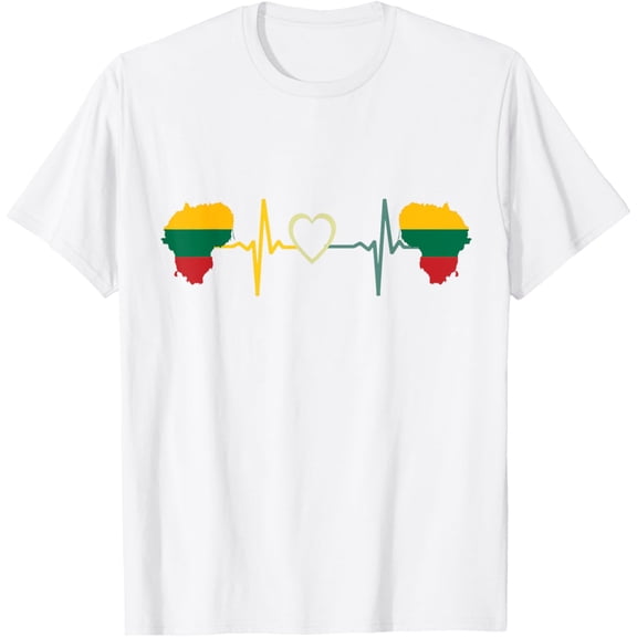Lithuania Flag Shirt Lithuanian Heartbeat T-Shirt