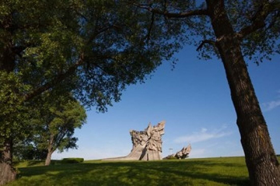 Lithuania Kaunas Ninth Fort Monument WWII Canvas Art - Walter Bibikow DanitaDelimont (24 x 15)
