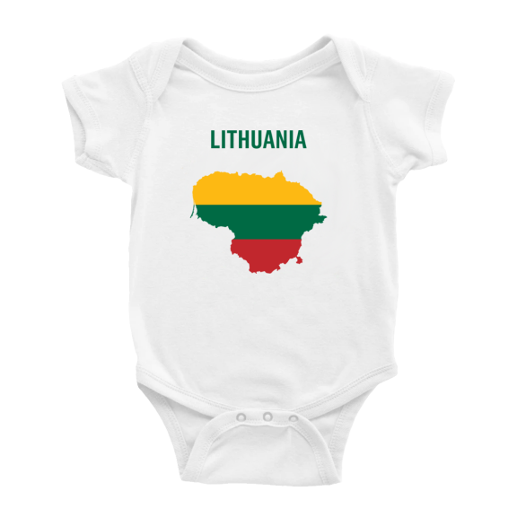 Lithuania Map Flag Cute Baby Rompers (White, 0-3 Months)