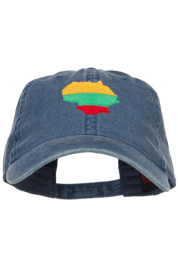 Lithuania Map Flag Embroidered Washed Cap - Navy OSFM