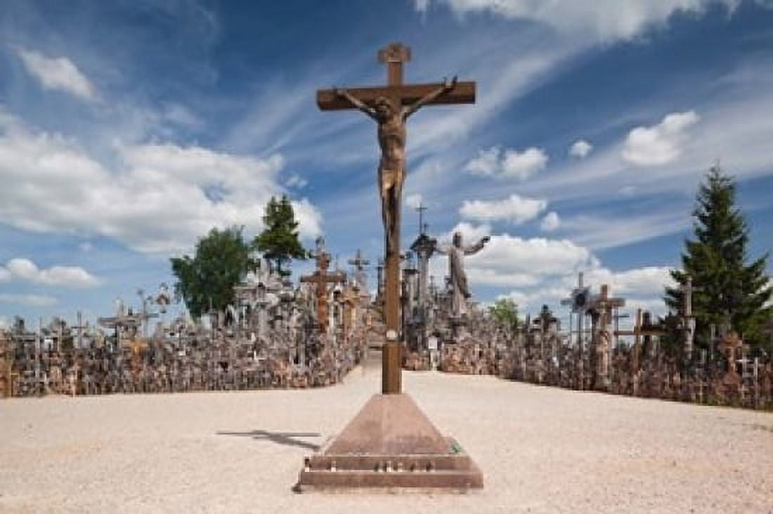 Lithuania Siauliai Hill of Crosses Christianity I Canvas Art - Walter Bibikow DanitaDelimont (24 x 15)