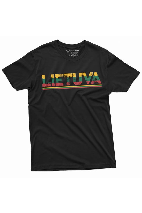 Lithuania T-Shirt Lietuva Mens Womens Tee Shirt Lithuanian Heritage Tee (Large Black)