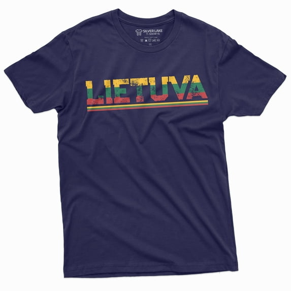 Lithuania T-Shirt Lietuva Mens Womens Tee Shirt Lithuanian Heritage Tee (Large Navy Blue)