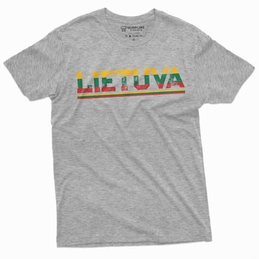 Lithuania T-Shirt Lietuva Mens Womens Tee Shirt Lithuanian Heritage Tee (Small Grey)