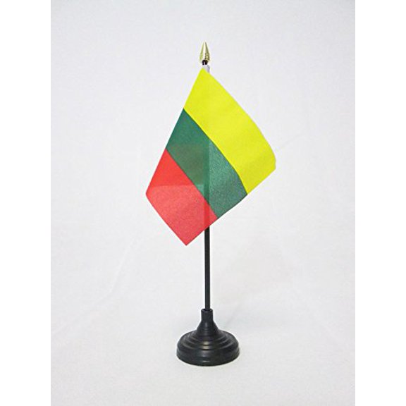 AZ Flag Lithuania Table Flag 4x6 in 100D Polyester Plastic Base 15x10 cm
