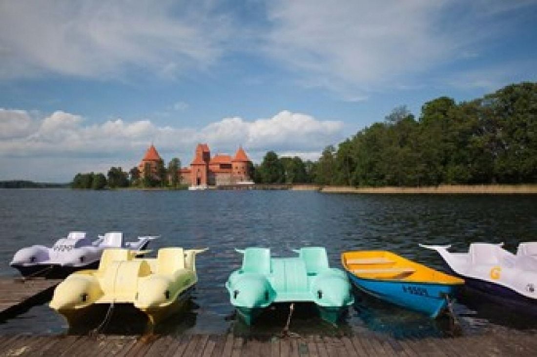 Lithuania Trakai Historical NP Lake Galve Canvas Art - Walter Bibikow DanitaDelimont (35 x 23)