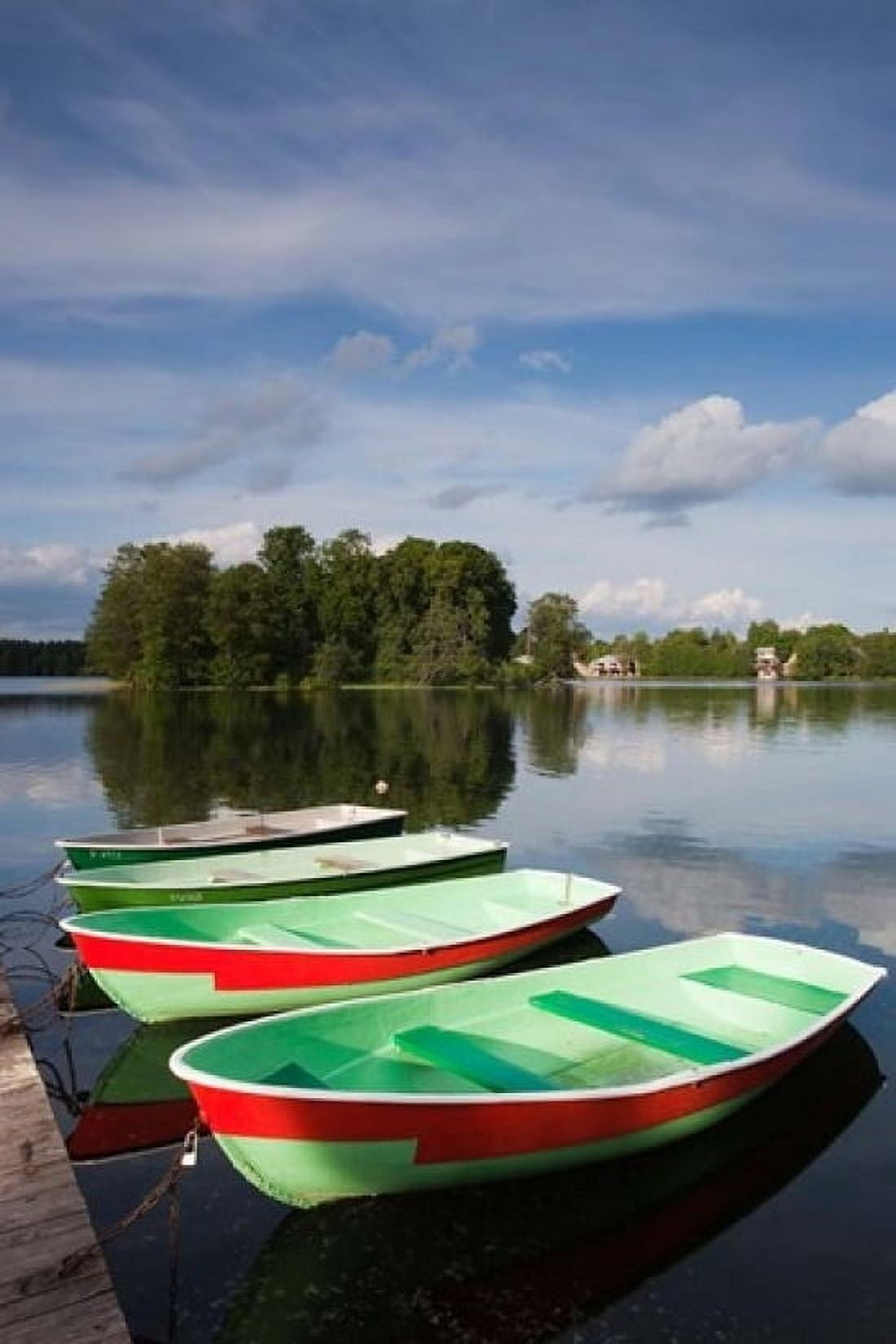 Lithuania Trakai Historical NP Lake Galve boats Canvas Art - Walter Bibikow DanitaDelimont (11 x 17)