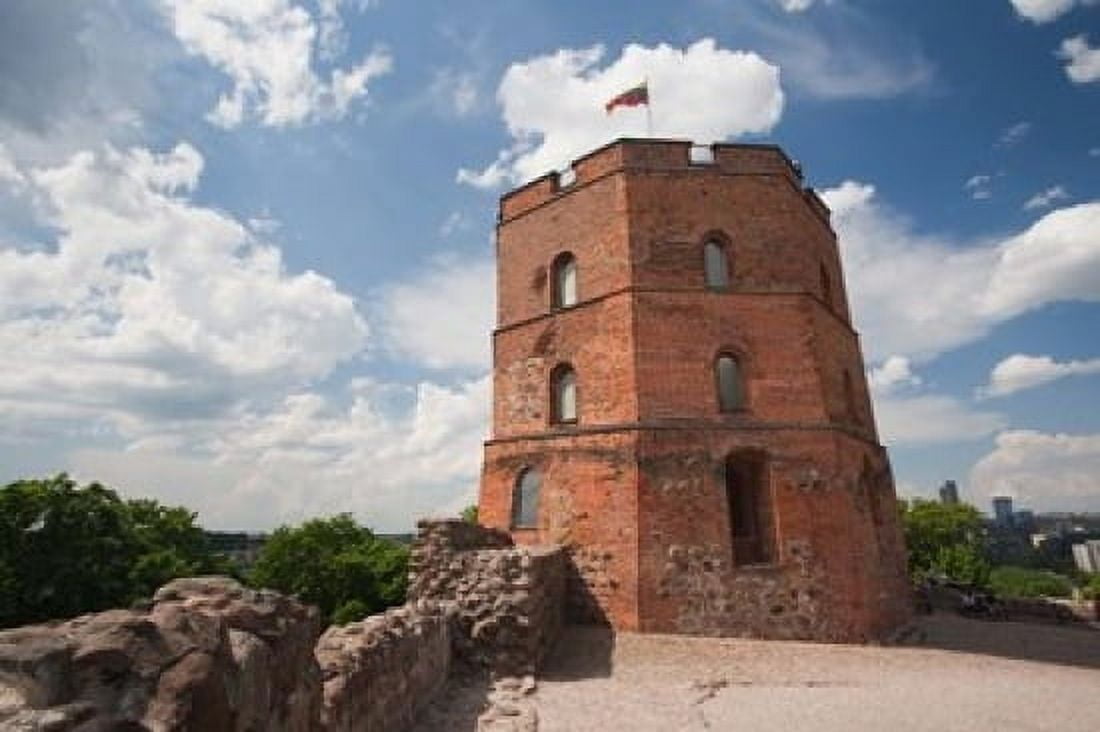 Lithuania Vilnius Gediminas Hill Gedimino Fort Canvas Art - Walter Bibikow DanitaDelimont (24 x 15)