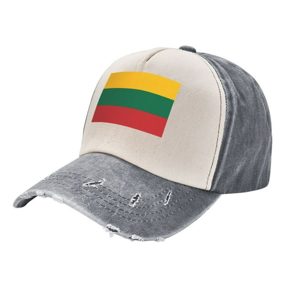 Lithuanian Flag Baseball Cap Distressed Adjustable Vintage Cotton Denim Hat for Women Men