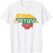Lithuanian Map and Flag Souvenir - Distressed Lietuva T-Shirt