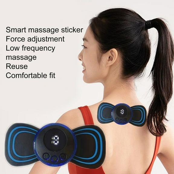 Litie 10Pcs Neck Massager Patch,Mini Self Adhesion 8Modes Electric Pulse Whole Body Cervical Spine Massager Pad for 19Intensity Levels Pain Relief